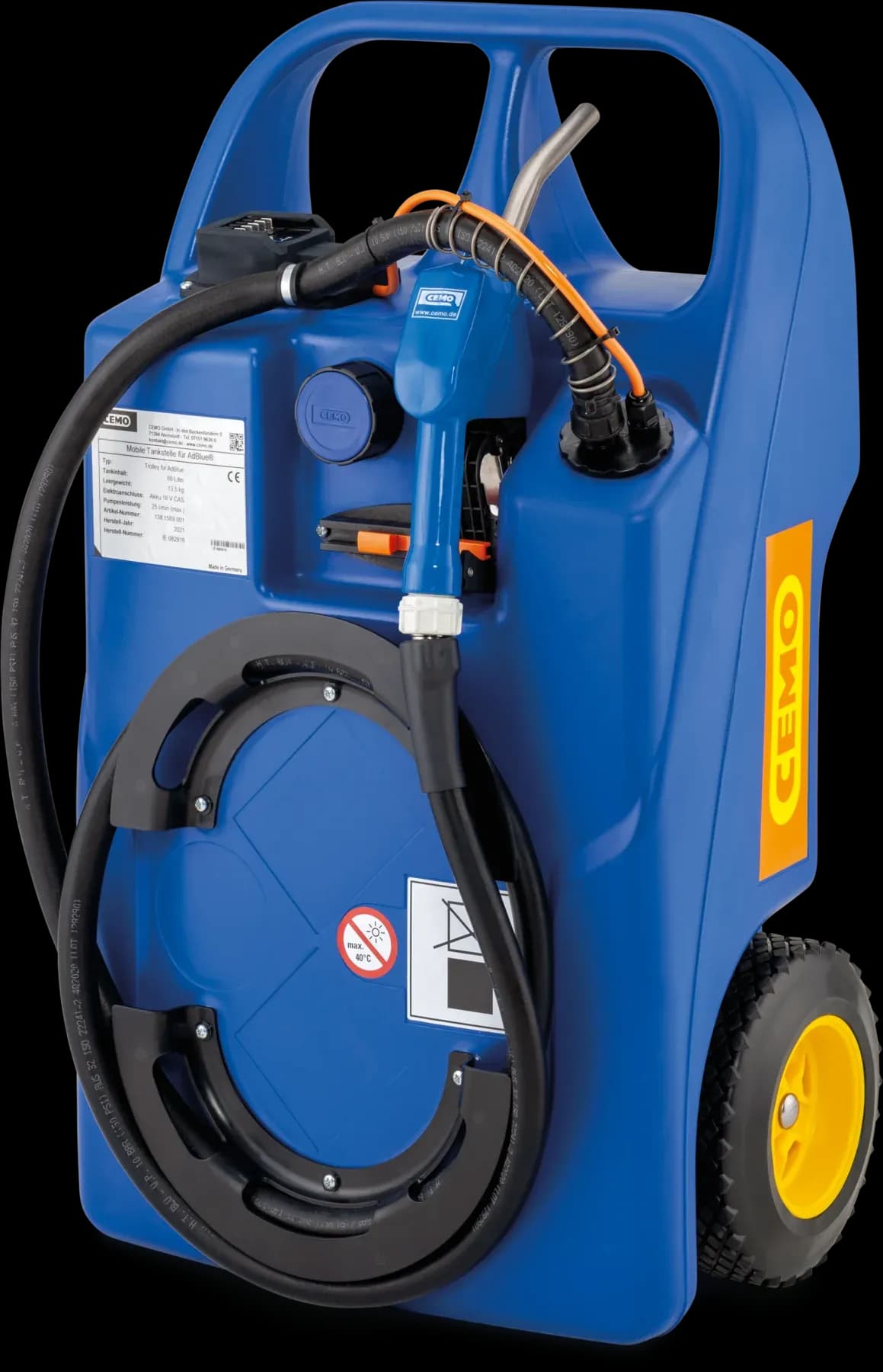 CEMO Trolley für AdBlue®, 60 l, CAS ohne Akku und Ladegerät, kpl. CENTRI SP 30, 18 V, AZV