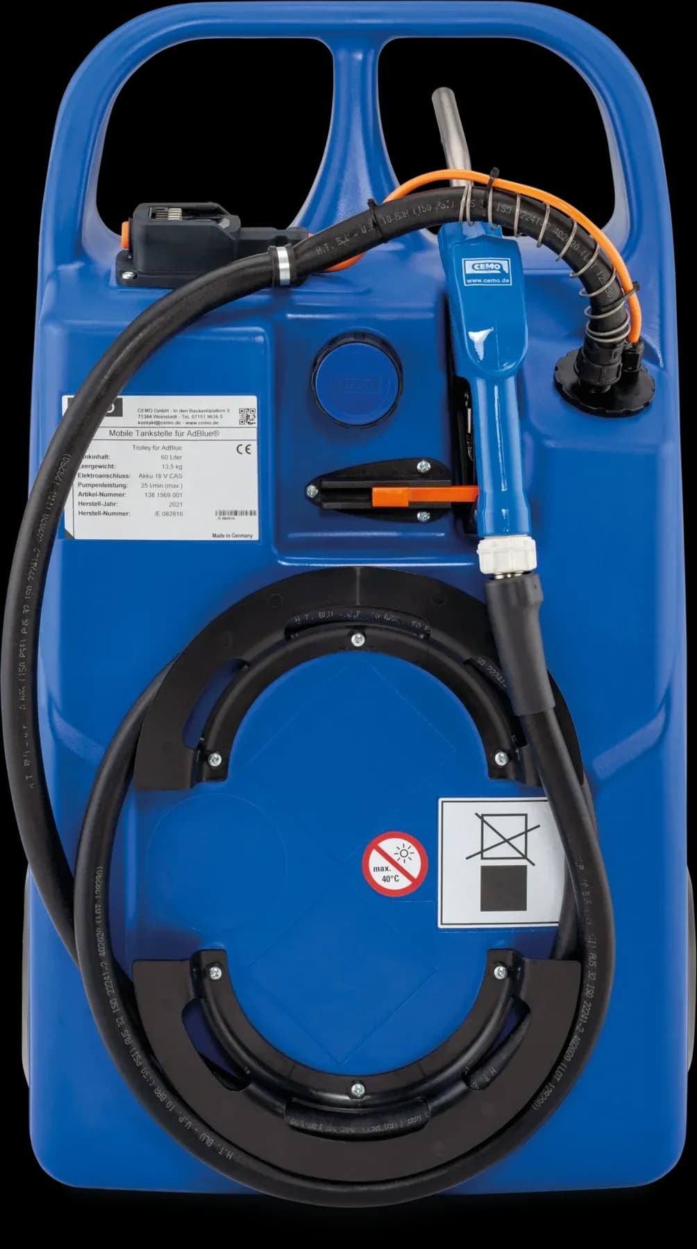 CEMO Trolley für AdBlue®, 100 l, CAS ohne Akku und Ladegerät, kpl. CENTRI SP 30, 18 V, AZV 1