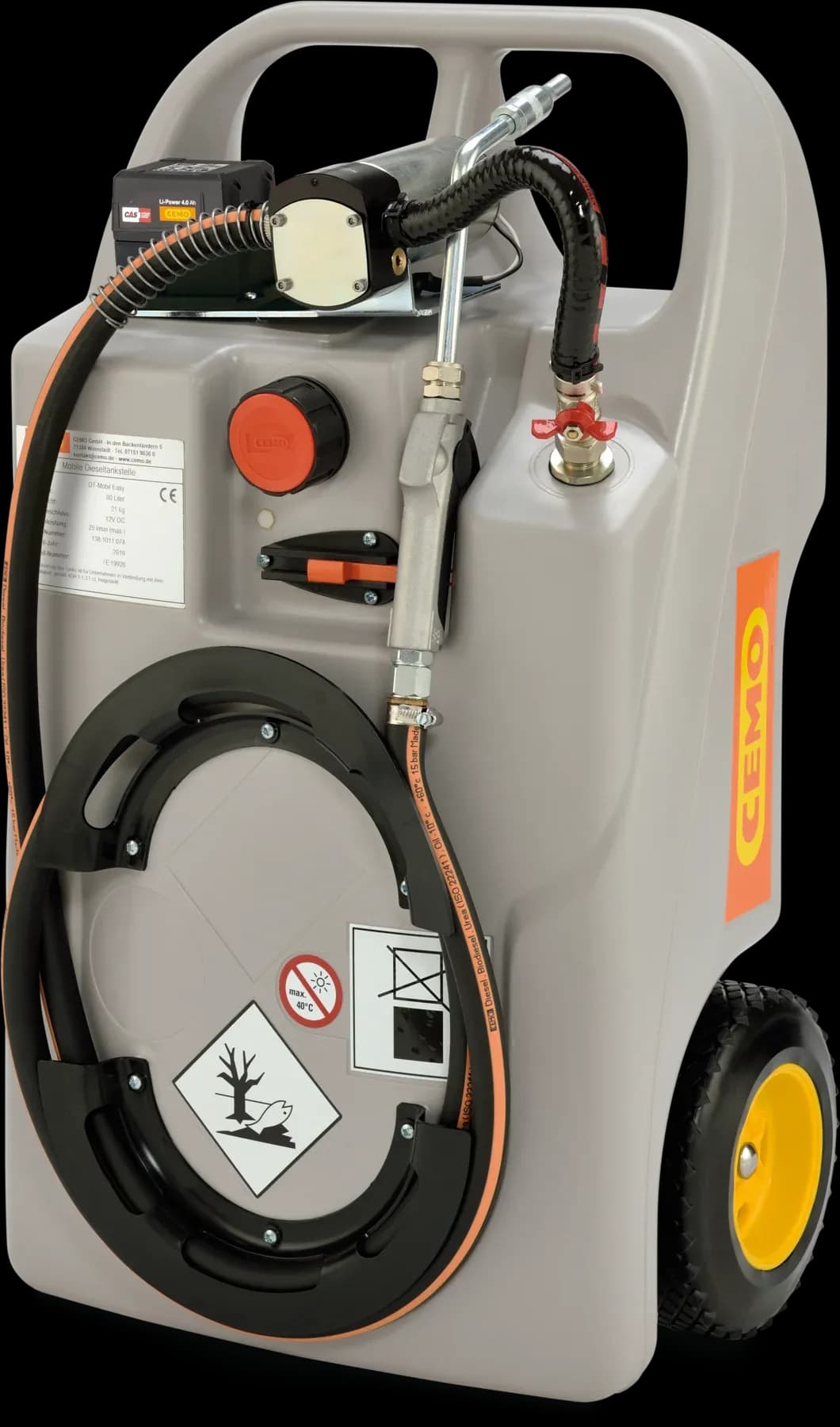 CEMO Schmierstofftrolley 60 l CAS, ohne Akku und Ladegerät