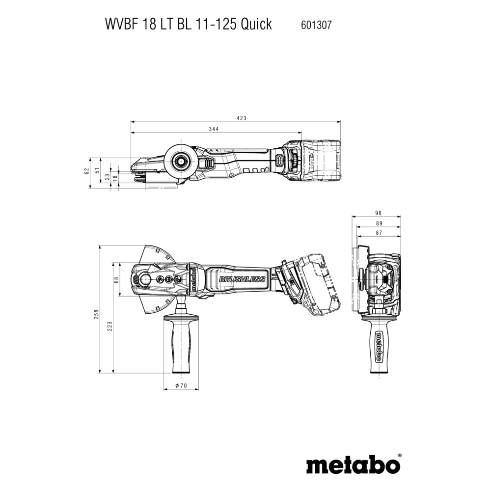 WVBF 18 LT BL 11-125 Quick (601307840) Akku-Flachkopf-Winkelschleifer 7