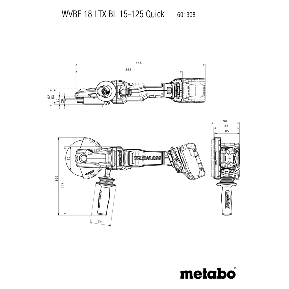WVBF 18 LTX BL 15-125 Quick (601308840) Akku-Flachkopf-Winkelschleifer 8