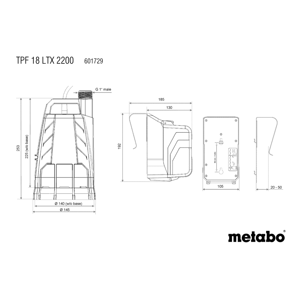 TPF 18 LTX 2200 (601729850) Akku-Tauch- und Regenfasspumpe 16