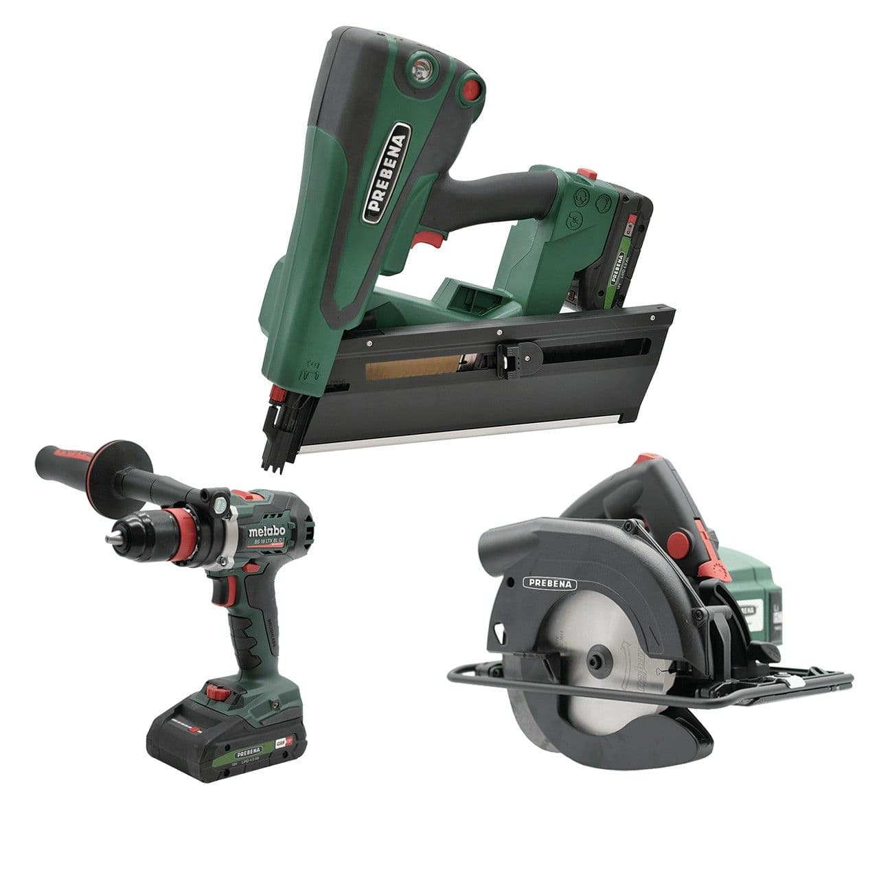 HOLZBAU-SET-PR-E - (EINZELSCHUSS) Setinhalt: PKT-8-PR100-E Hybridnagler, Akku-Handkreissäge und Akku